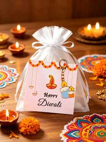 30/15/3pcs Diwali Gift Set, Including Candle Keychain, Hug Card "Happy Diwali", Festive Commemorative Gift, Suitable For Family Gatherings And Party Decorations, Commemorative Gifts, And Themed Party Thank-You Gifts. - Multicolor - View 6