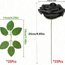 50 Artificial Black Roses Simulation Touch Fake Flowers With Stem Foam Roses DIY Wedding Bouquet Gifts Desktop Decoration Party Bride Shower Home Decoration - Multicolor - View 12