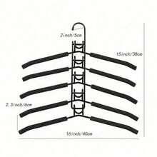 5pcs Metal Thickened Space-Saving Hangers, 5-In-1 Multi-Layer Design, Clothes Hangers, Dorm Essentials, Space-Saving Hangers With Non-Slip Foam Pads, Suitable For Coats, Sweaters, Suits And T-Shirts - Multicolor - View 3