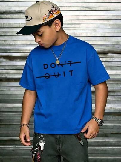 Tween Boy Cotten Clothes,Y2K-Inspired Letter Print T-Shir-Perfect For Spring/Summer/Fall,Fashion, Streetwear, Unisex, Men, Women