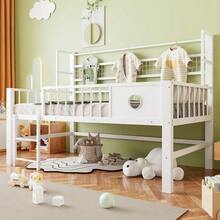 Children's Bed 90*200cm, Low Loft Bed With Metal Frame And Storage Compartments, Suitable For Children And Teenagers. White - White - View 1