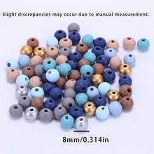 1000pcs/500pcs/200pcs/100pcs Manik-manik Kayu Bulat Campuran Warna Acak untuk Gelang, Kalung, Anting, Dekorasi Natal, dan Aksesoris Manik-manik Buatan Tangan DIY (Warna Acak) - Warna Maillard - View 3