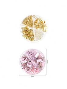 65Pcs/Set In Macaron Color, Creative Anti Rust Paper Clip Combination, Multifunctional Swallowtail Clip, Paper Clip, Thumb Nail, Four Grid Stationery Set Suitable For Office, Study, And Accounting, Back To School Season - Gold - View 8