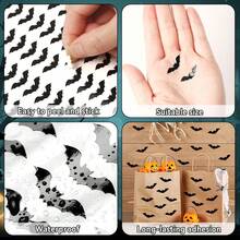 10pcs Mini Halloween Bat Doodle Stickers, Vintage Black & White Minimalist, Halloween Party Atmosphere Decoration, Suitable For Home Baking, Holiday Gift Packaging, Market Stall, Scrapbook & Card Creation, Creative DIY - Mini Halloween Bat - View 3