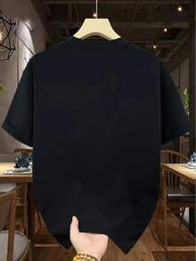 Herbst Outfit, Men's T-Shirt 100% Cotton With Short Sleeves And Letter Print, Fast Local Delivery - 黑色 - 查看 2
