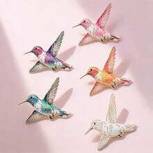 1/5 Colorful Gradient Hummingbird Metal Brooch, Exquisite Enamel Flying Bird Badge, Artistic Style Versatile Pin Accessory For Coats, Sweaters, Backpacks - Multicolor - View 4