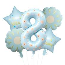 40 Inch Pastel Printed Number Foil Balloon Set, Floral & Heart Pattern Digital Mylar Balloons With Daisy Flower & Happy Birthday Star Balloons, Neutral Milestone Birthday Party Decorations, Photo Booth Supplies - Flower Balloon - View 25