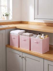 Grå randig lockorganisatör och förvaringslåda 30x30x30 - Rosa - Visa 8