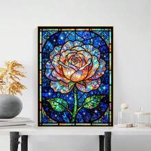 1件 DIY 5D 鑽石畫套裝 玻璃花卉圖案－圓鑽全鑽藝術馬賽克手工，居家牆面裝飾，無框 - 無框 - 查看 2