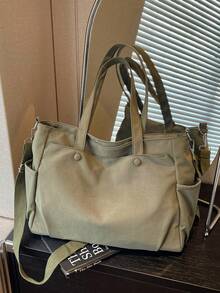Tas Selempang Fashion Kapasitas Besar, Ringan, Dapat Dilipat, Banyak Kantong, Penutup Resleting, Tali Bahu yang Dapat Diatur - Olive Green - View 7