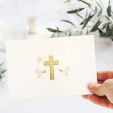 50 Pack Cross Stationery Cards With Envelopes Blank Thank You Note Cards Gold Foil Christian Greeting Card For Baptism First Communion Church - As Pic - View 7
