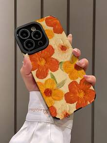 1件花卉圖案柔軟手機殼，兼容 Apple 及多款機型 - 彩色 - 查看 3