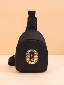 1PC Toddler A-Z Tool Letter Print Chest Bag, Adjustable Shoulder Strap Comfortable Crossbody Bag, Suitable For Toddlers Daily School, Outings And Casual Wear - Black - View 33