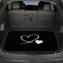 1PC Fashionable Printed Car Trunk Mat, Heart Pattern, Elegant Accessory, Travel Essential, Universal Fit For Multiple Car Models, Car Interior Decoration, Keep Your Trunk Clean And Dry, Personalized Car Trunk Mat. - Heart-shaped - View 5