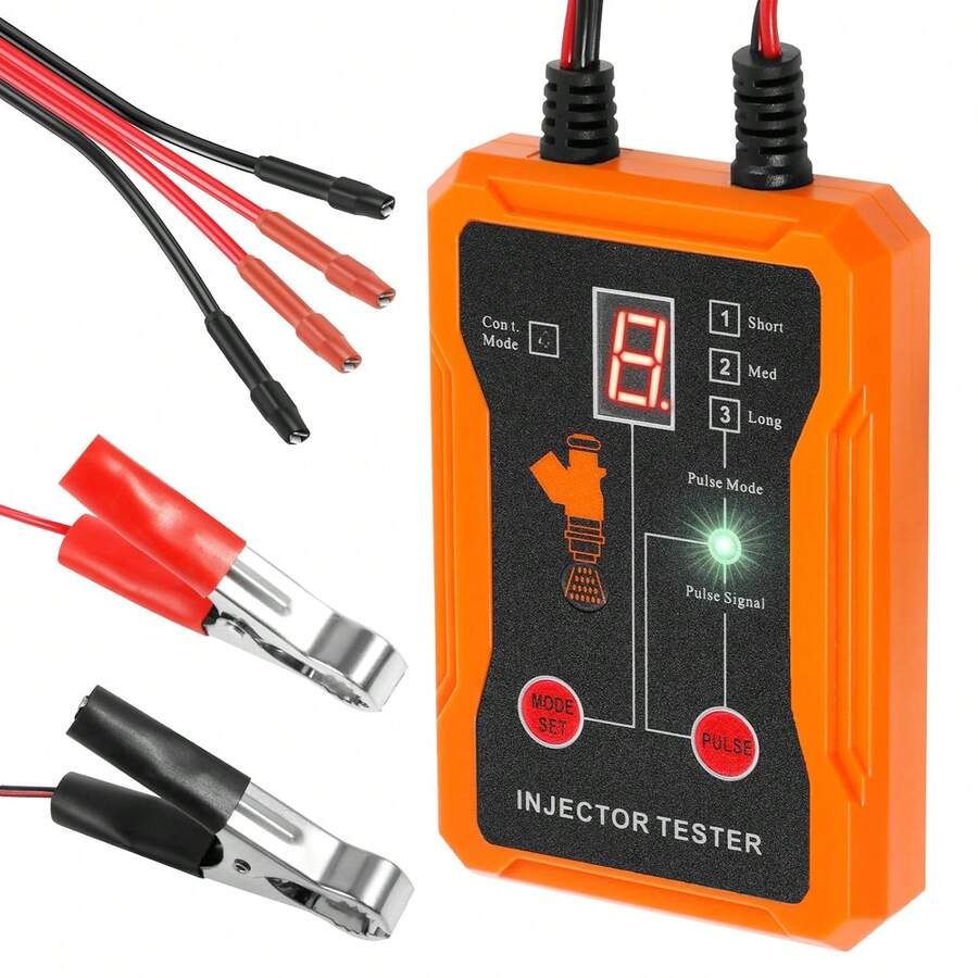 Automotive Fuel Injector Tester, Fuel Injector Cleaning Kit For Cars, 4-Wire Dual Channel For 2 Fuel Injectors, Universal Fuel Injector Cleaning Tool Kit - Orange - View 1