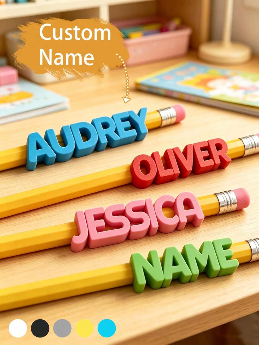 Custom 3D Pencil Topper,Personalized Pencil Cap,Cute Desk Accessory,Customized Letter Pencil Cover,Customizable Name Pencil Decoration,Back To School - Style a - View 1