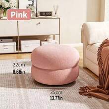 1pc Round Ottoman Stool, Modern Donut Round Footstool Soft Stool, Living Room Furniture Small Stool Small Chair, Teddy Decor Stool, Home Decor Makeup Chair, Living Room Bedroom Soft Footstool, Simple Shoe Changing Stool, Pink High Elastic Spandex Full Cover Chair Cover, Suitable For Office, Study And Home Scenes, All Season Use, All Season Wear-Resistant And Dirt-Resistant. - Multicolor - View 14