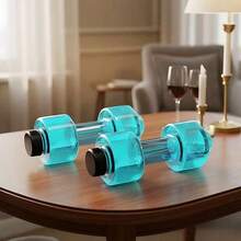 2pcs Water Dumbbells Pool Fitness Equipment, Non-Floating Submersible Fitness Weights, PC Material Water-Fillable Dumbbell Set, Suitable For Strength Training And Water Aerobics - Mint Blue - View 8