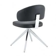 Modern Minimalist Swivel Chair Set (2-Piece)/Dining Chairs With PU Leather Upholstery/Dining Chairs With Metal Frame/360° Swivel/Suitable For Office And Living Room - Black + Silver - View 9