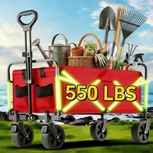 INBRAVE 220/450/680 LBS Capacity Heavy-Duty All-Terrain Folding Wagon Cart - Stainless Steel Frame With 600D Oxford Fabric, Collapsible Multifunctional Utility Wagon For Camping, Gardening, Beach, Shopping - No Assembly Required, Black - View 15