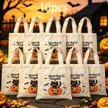 1/5/10pcs Cute Pumpkin Ghost Skeleton Bat Spider Black Cat Little Devil Lantern Pattern Halloween Theme Reusable Fabric Tote Shopping Bags Trick Or Treat Bags, Small Batch Multi-Piece Set Trick Or Treat Bags Storage Bags, Essential Halloween Shopping Gift Packaging Bags, Suitable For Christmas Decoration Indoor Outdoor Yard Garden Lawn Entrance Small Gifts, Essential Halloween Party Small Gift Storage Bags Gift Bags - Multicolor - View 35