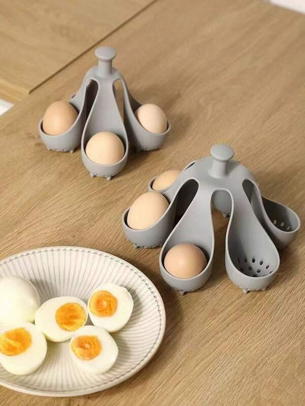 Hervidor de huevos de silicona resistente a altas temperaturas de 4/6 orificios, utensilio de cocina para huevos al vapor en el desayuno del hogar