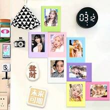 1pc/Set Magnetic Photo Frame, Reusable Magnetic Photo Wall For Instant Camera Photos, Suitable For Fridge, Office Desk, Whiteboard Decoration, Mini Desktop Photo Frame, Designed For Instant Camera Photos, Easily Display Your Precious Memories, Ins Style, Mini 3-Inch Magnetic Frame For Instant Camera Mini Photos, Fridge Magnet, Office & Kitchen Decor - Multicolor - View 9