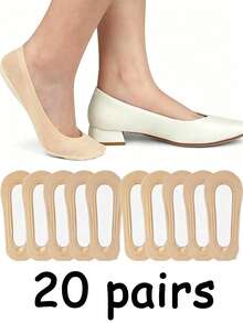 2/4/5/6/10/20 Pairs Women's Ultra Low Cut Invisible Socks, Non-Slip Nylon Foot Socks, Suitable For Flats, Loafers, High Heels, Daily Wear - Multicolor - View 22