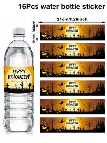 16 buah Stiker Botol Minum Halloween, Motif Hantu Kelelawar, Cocok untuk Dekorasi Halloween, Dekorasi Trick or Treat untuk Halloween, Dekorasi Rumah, Dekorasi Meja Dapur, Hadiah Halloween, Dekorasi Musim Gugur - Halloween - View 15
