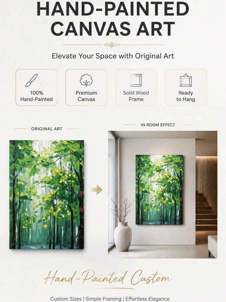 Custom Modern Abstract Floor Painting Landscape Still Life Hand-Painted Textured Oil Canvas - Multicolor - View 1