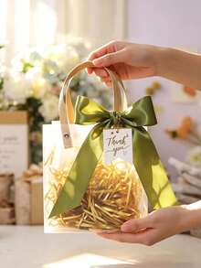 1/5/10pcs Premium Packaging Bags, Gift Bags, Thickened Frosted Gift Bags, Thickened Tote Bags, With Ribbon And "Thank You" Tag, Suitable For Daily, Holiday, Party, Christmas, Valentine's Day Use Tote Bags Gift Boxes Frosted Bags - View 2