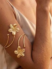 4pcs Women's Upper Arm Rings, Minimalist Style Arm Bracelets, Adjustable Coil Arm Rings - D006-2 - View 5