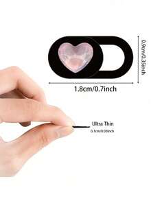 1/3/6pcs Pink Heart-Shaped Camera Cover Slide, Waterproof Shockproof Scratch-Resistant Full Coverage For Phone And Computer Lens - Pink - View 3