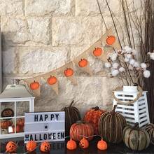 1 Set Autumn Harvest Felt Banner Decor Storage Bag, Multi-Color Layered Felt Bunting Garland, Natural Jute Rope Design, Rustic Kitchen Wall & Indoor Farmhouse Autumn Decorative Accessories - Pumpkin - View 4