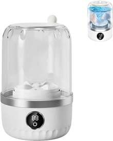 Akane Portable USB Rechargeable Mini Washing Machine, Built-In 2 X 1200mAh Batteries, Suitable For Travel Laundry, Specifically For Washing Underwear, Panties, Socks, Tea Cloths, Small Towels, With LED Display, One-Touch Operation, Space-Saving Design, Suitable For Dorms, RVs, Bathrooms, Vertical Storage, Dorm Essential, Lightweight And Durable Plastic Material, Compact Cleaning Solution, Suitable For Dorms - Multicolor - View 7