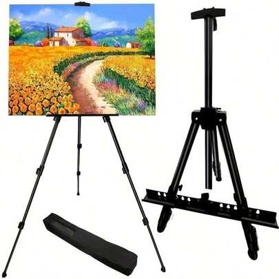 1PC Easel Stand For Sign And Painting: Art Portable Adjustable Metal Tripod Easels For Display Height From 17 To 66 Inch -Canvas Stand For Table-Top/Floor Paint For Artists Adult Holder Or Teen