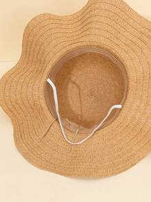 2pcs/1pc Summer Wide Brim Lace Straw Hat For Women, Simple Fashion Lace Ribbon Beach Vacation Sun Protection Hat - Straw Hat - View 9