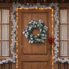 1PC Christmas Wreath Holiday Decoration Artificial Cedar Wreath Christmas Decor - White-purple - View 2