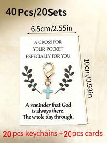 5/10/20 Sets Cross Keychain Set, Includes 10 Leaf Inspirational Cards And 10 Cross Keychains, Lucky Gift For Friends, Daily Encouragement Gift For Students, Includes Packaging Accessories - View 19