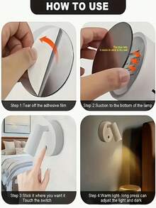 1pc Black Wall Lamp Magnetic Sensor LED Spotlight Switch Dimmable Bedside Light 3 Color Temperature Lighting Fixture Suitable For Living Room, Kitchen, Hallway And Bedroom - one-size - View 9