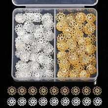 200/600pcs Per Box, 6/9mm Gold And Silver Flower Bead Caps, Suitable For Jewelry Making, Bracelets, Needlework DIY Accessories - Receptacle - View 6
