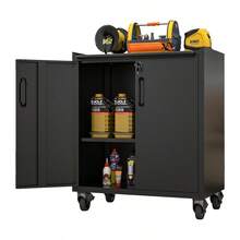 Heavy-Duty Metal Garage Storage Cabinet With Wheels - Sturdy And Durable Tool Storage Cabinet For Garage, Office, And Home Organizer Solutions-XY528114 - Multicolor - View 2