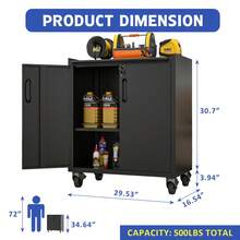 Heavy-Duty Metal Garage Storage Cabinet With Wheels - Sturdy And Durable Tool Storage Cabinet For Garage, Office, And Home Organizer Solutions-XY528114 - Multicolor - View 7