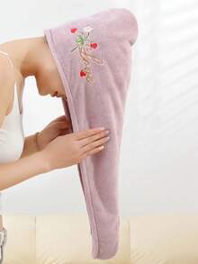 1/2/3 Peças Touca de Secagem de Cabelo, Lenço de Fibra de Poliéster, Padrão Floral e de Morango, Secagem Rápida e Absorvente, Adequado para Todas as Estações, Perfeito para Banheiro, Viagem, Escola, Presentes de Feriado, Toalha de Secagem de Cabelo Doméstica Feminina - Multicolorido - Visão 5
