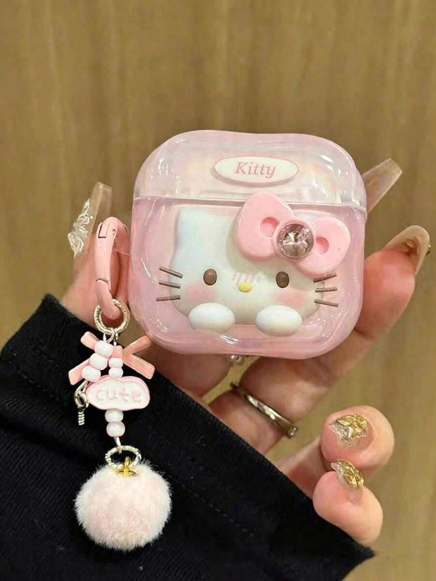 SANRIO 1pc Cute 3D Butterfly KT Cat Apple Earphone Case (2 Styles Randomly Sent) - Pink - View 1