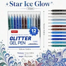 12/36支彩色亮粉凝膠筆 0.8mm 鮮豔閃亮繪圖筆 多色豐富 順滑書寫 亮粉墨水 適合手帳愛好者、學生、剪貼簿的文具禮品 - Gel Pen - 查看 12