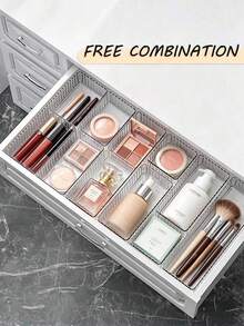 10/7/6/5/1pc Drawer/Desktop Cosmetic Storage Box, PET Material, Suitable For Organizing Office Supplies, Hair Accessories, Cosmetics, Beauty Products, Tableware, Daily Necessities, Jewelry, Home Decor And Bathroom Supplies - Clear - View 3