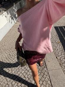 Minimalist Versatile Autumn/Winter Casual Women's Sweater - Pink - View 5