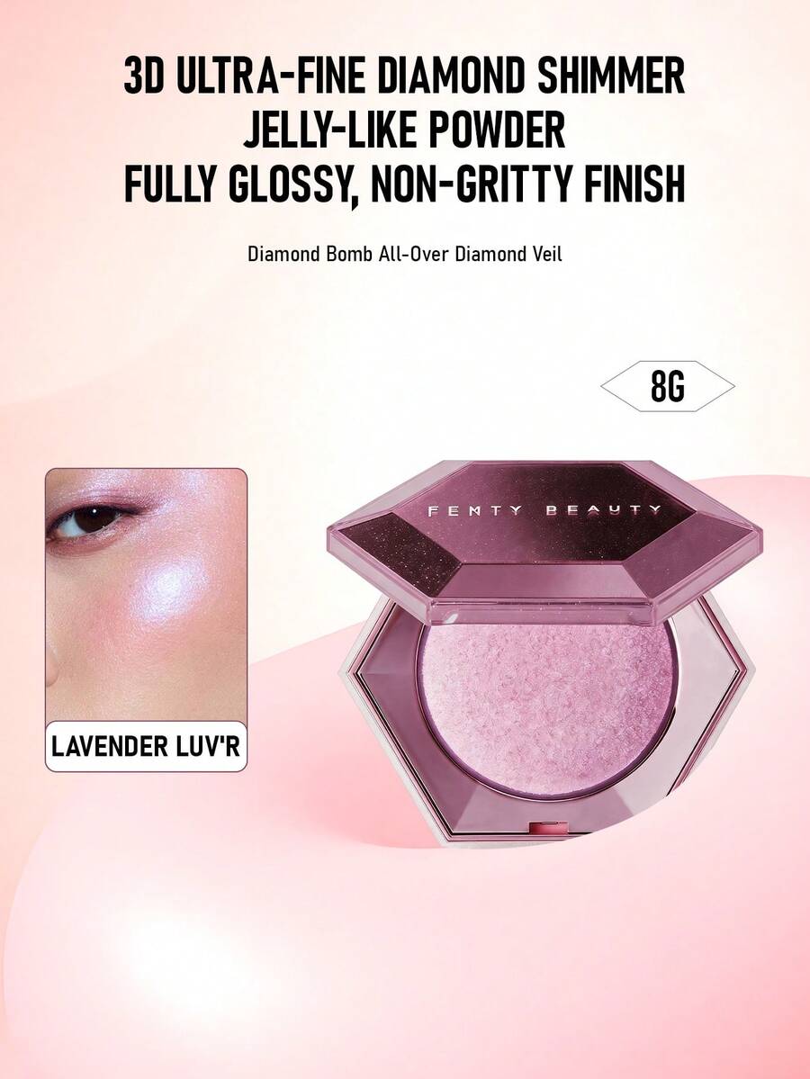 Fenty Beauty By Rihanna Rhinestone Bomb 全臉水鑽面紗 #Lavender Luv'r (純淨長春花藍閃亮) 8g/0.28 Z | 極細閃耀面紗亮粉，讓肌膚呈現水鑽灑落般的驚艷閃耀感 | 融於肌膚