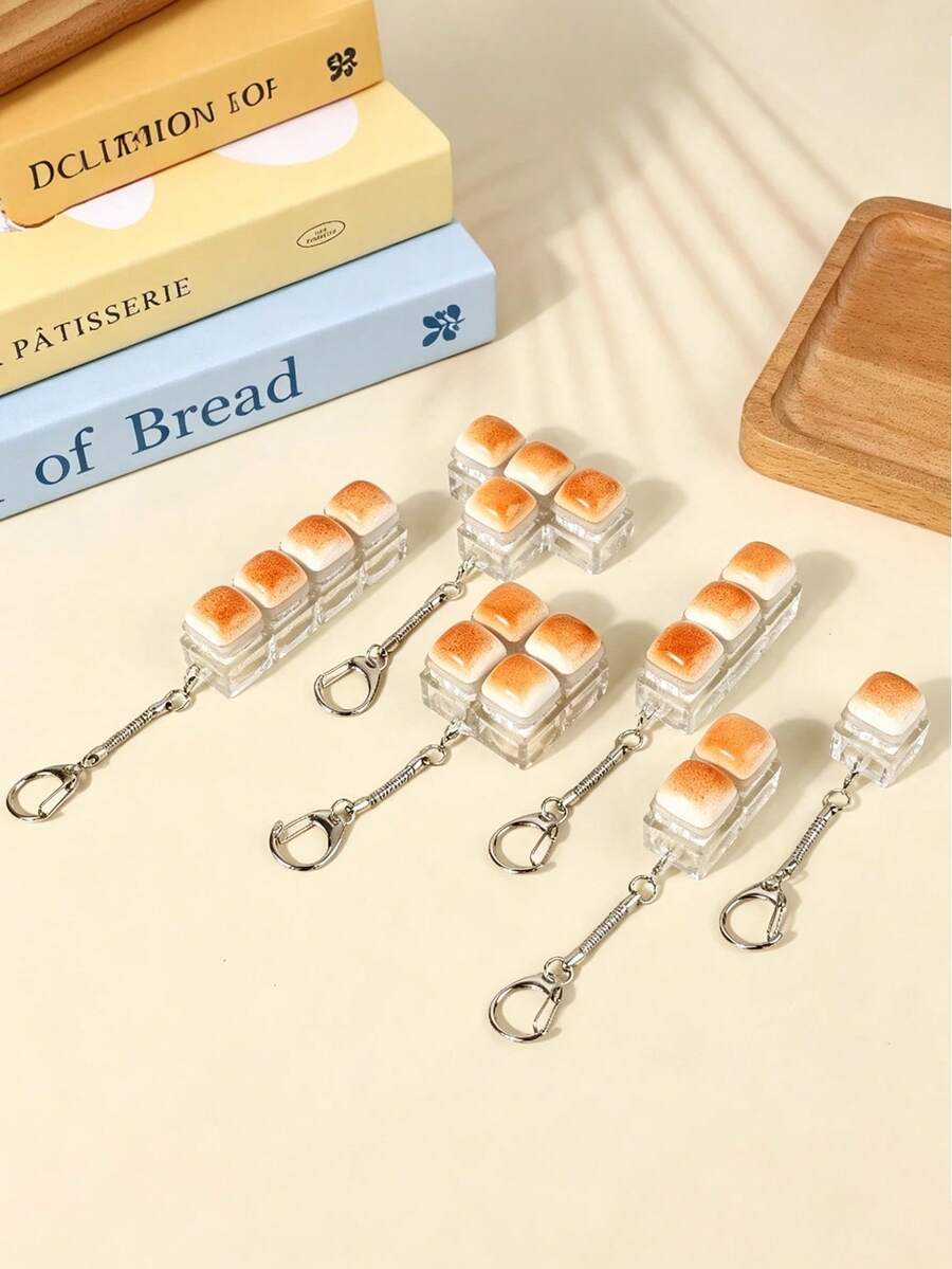 Keyboard Key Keychain, Pressure Relief, Bread Stress Toy, Creative Bag Pendant, Office School Home Novelty, Friend Gift. - Multicolor - View 1